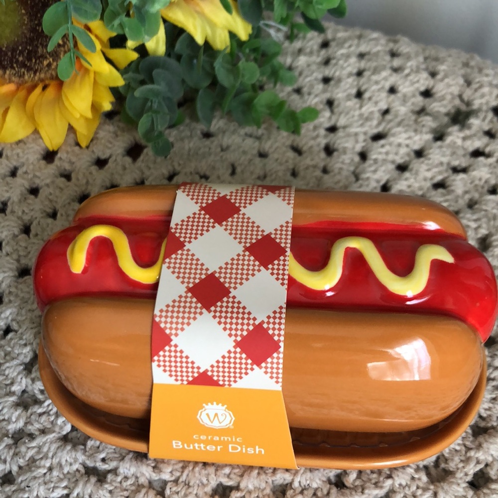 Ceramic HOTDOG Butter Dish - Picture 3 of 9